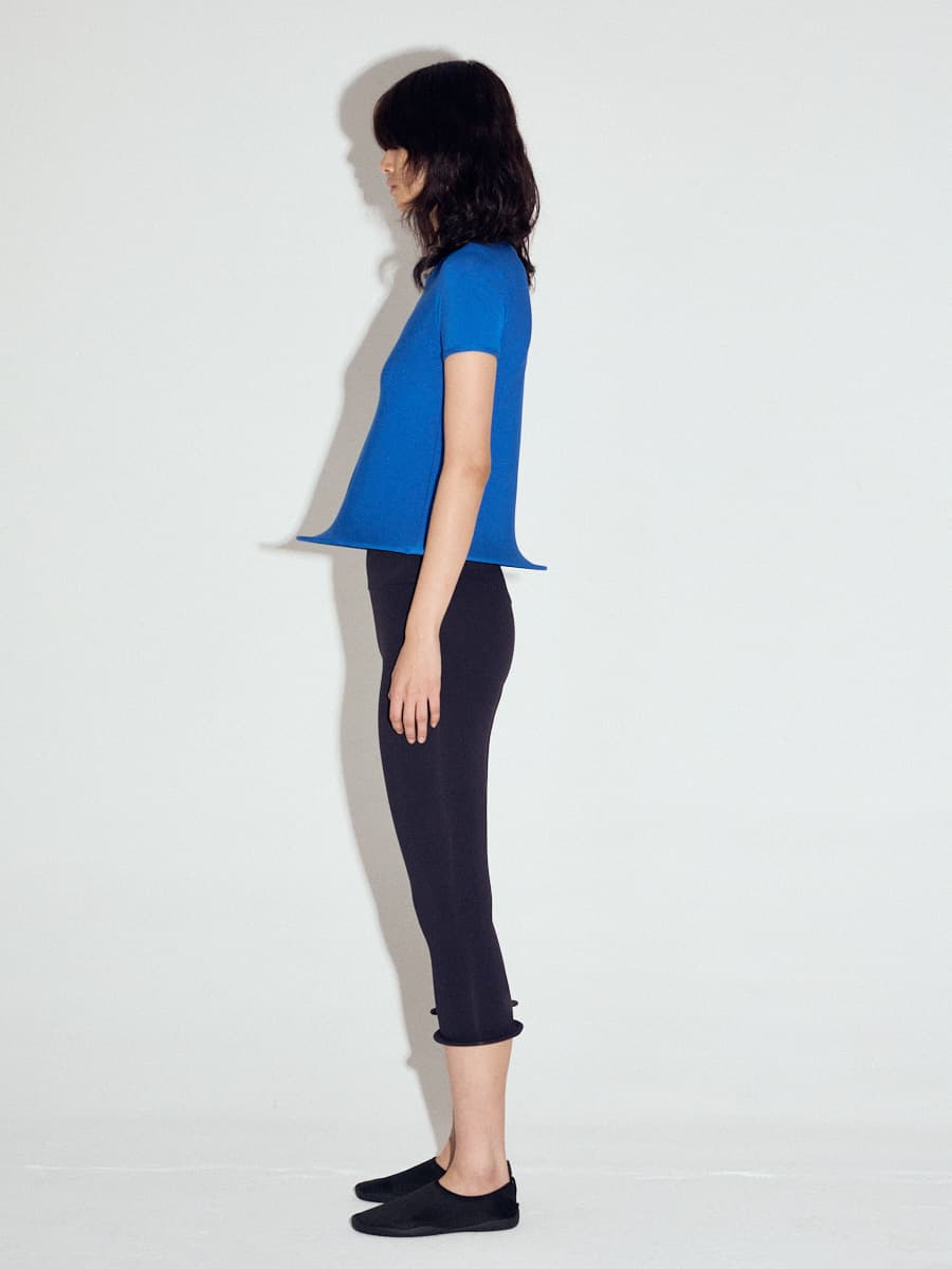 Wired Hem Basic Top in Blue — vue 3