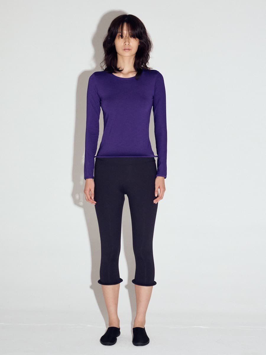 Wired Hem Basic Top in Deep Purple — vue 1