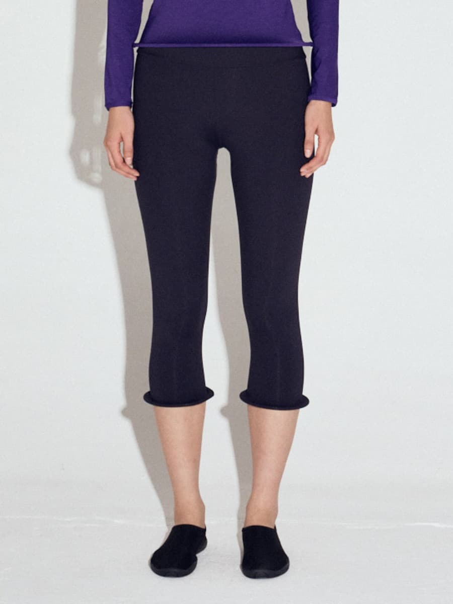Wired Hem Basic Leggings in Black — vue 1