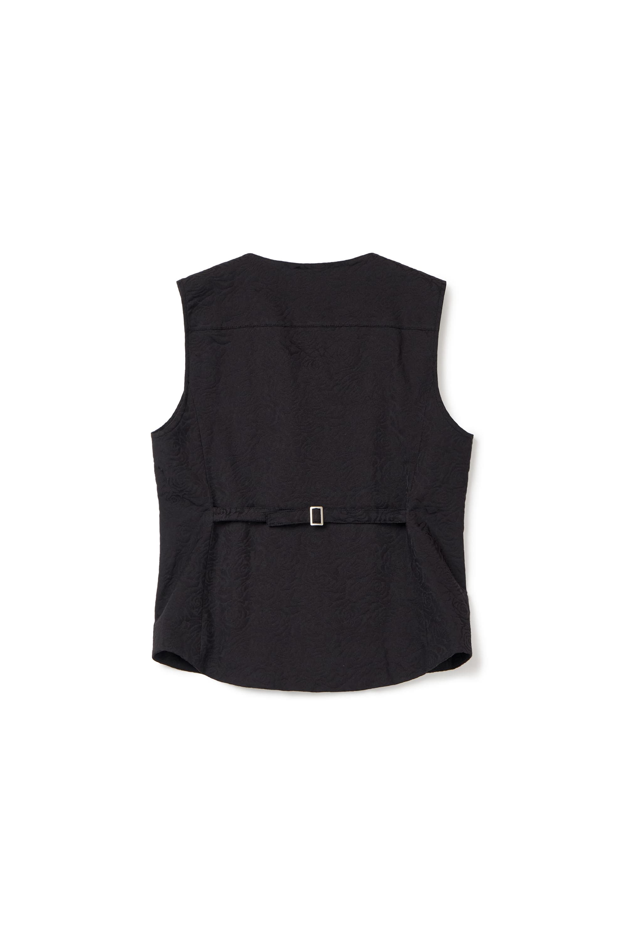 Flower Jacquard Belted Vest (Black, Women) — vue 4