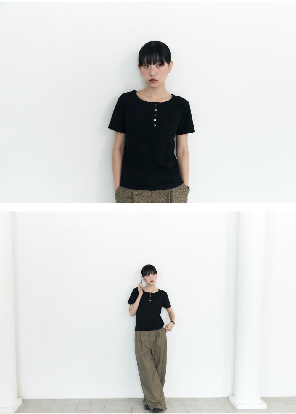 5 Button Henry Neck (Black) — vue 15