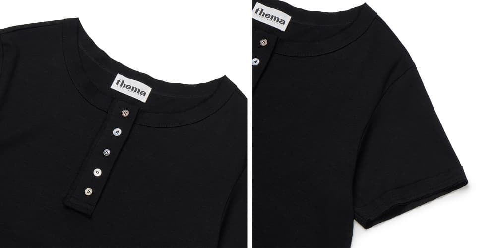 5 Button Henry Neck (Black) — vue 10