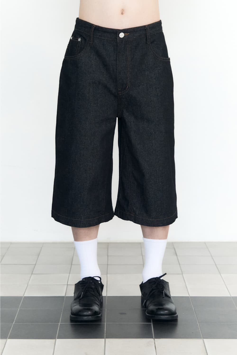 Check Pocket Straight Capri Pants (Indigo) — vue 6