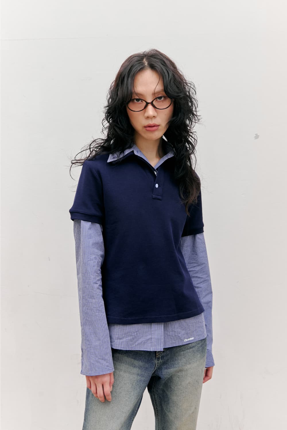 80s Layered Polo Shirts (Navy) — vue 4