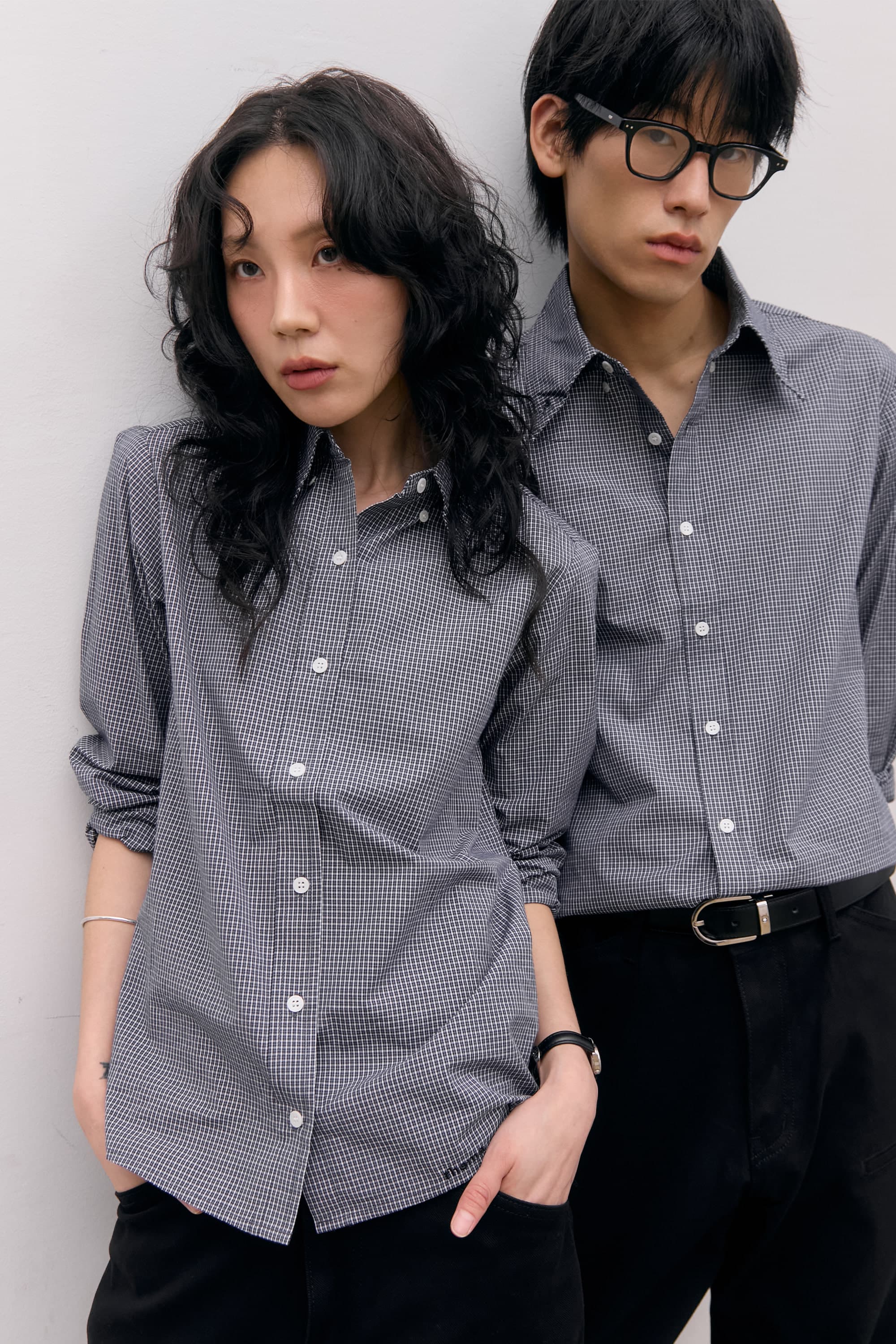 Roll-Up Check Shirts (Black) — vue 2