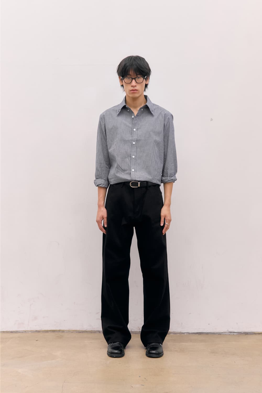 Roll-Up Check Shirts (Black) — vue 5