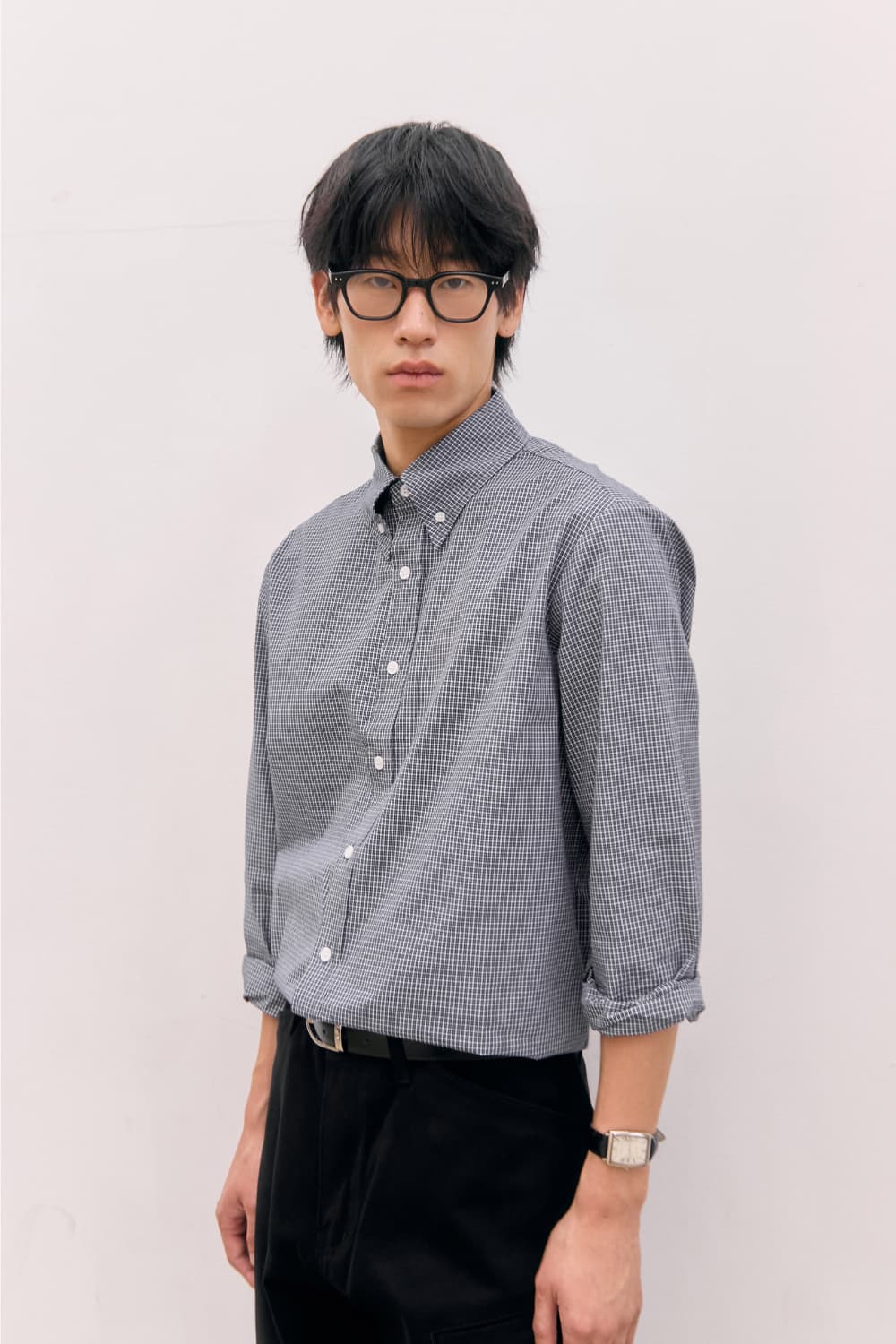 Roll-Up Check Shirts (Black) — vue 9