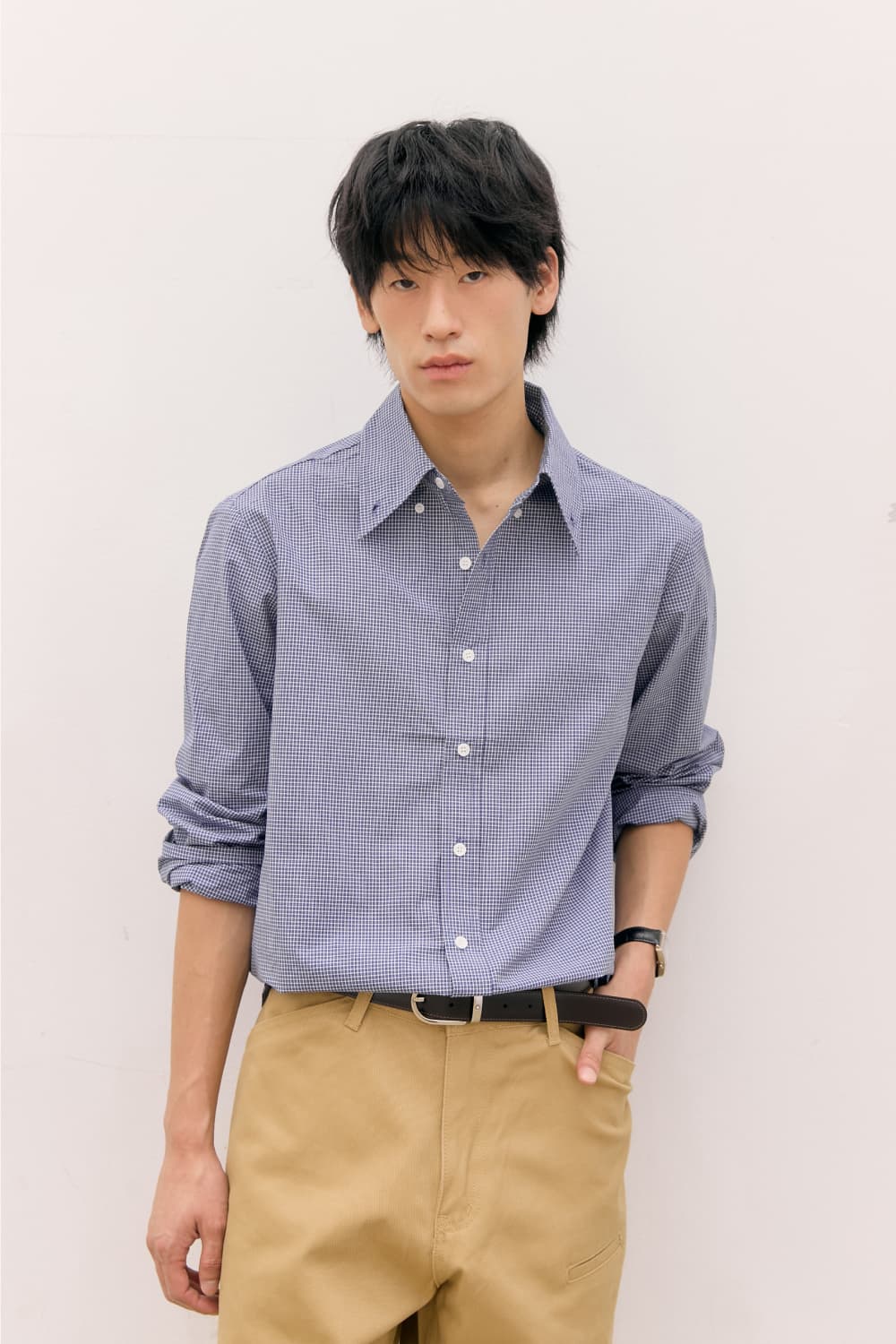 Roll-Up Check Shirts (Navy) — vue 4