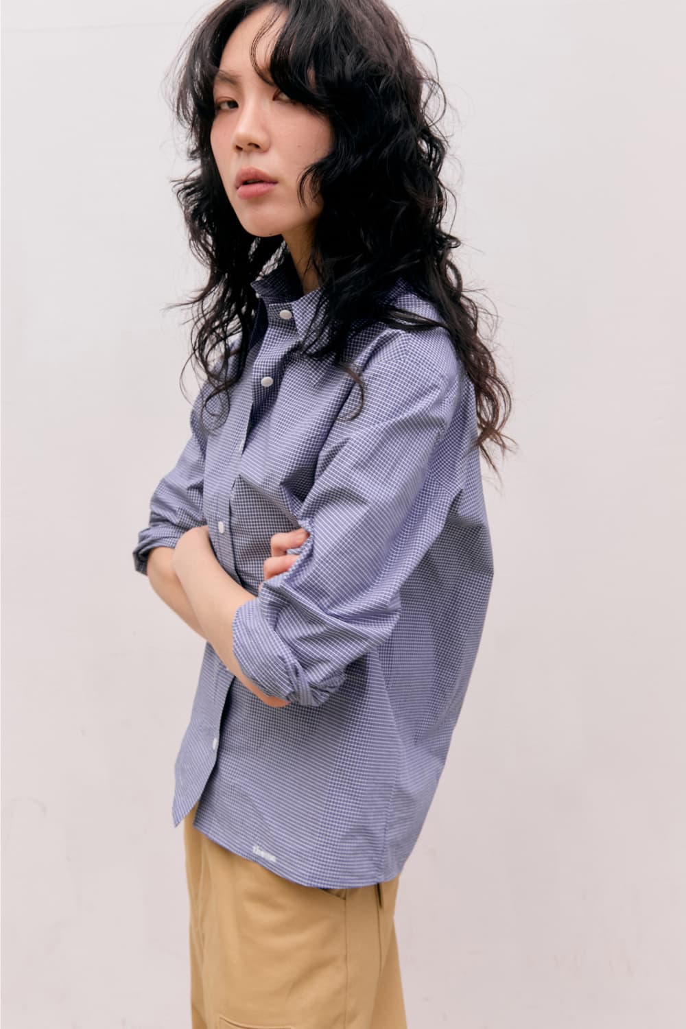 Roll-Up Check Shirts (Navy) — vue 5