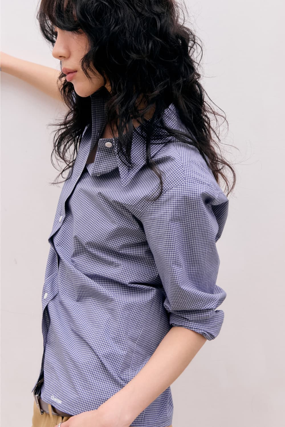 Roll-Up Check Shirts (Navy) — vue 6