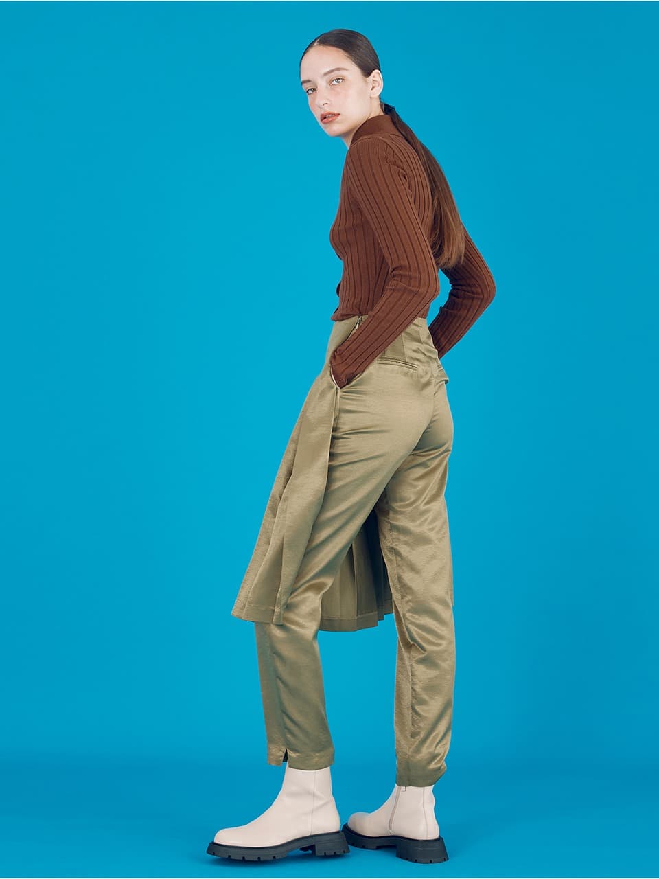 Pleats Skirt Pants — Khaki — vue 6