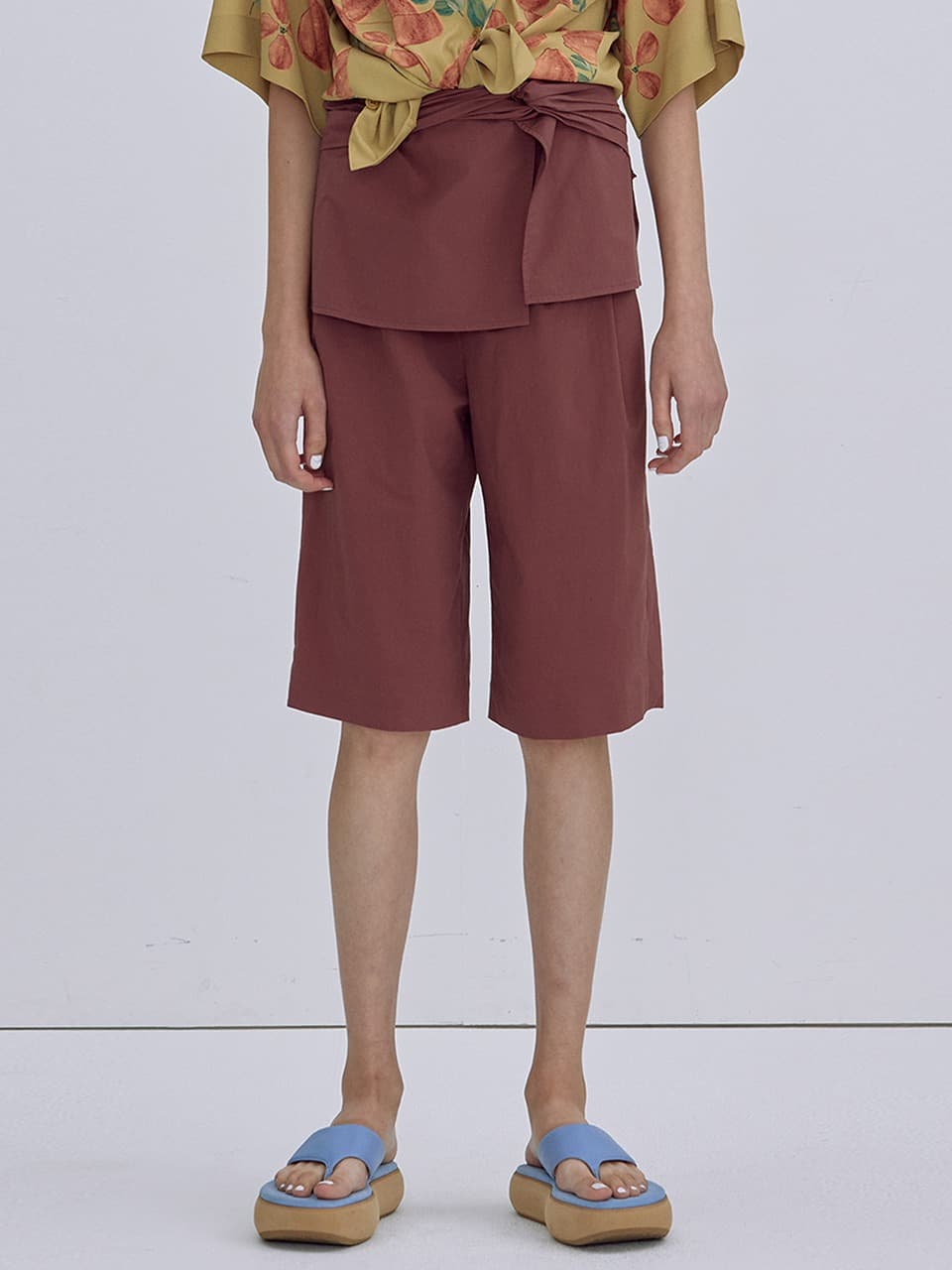 Twisted Half Pants — Burgundy — vue 1