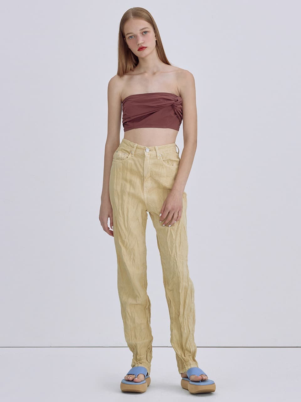 Wrinkle Denim Pants — Mustard — vue 5