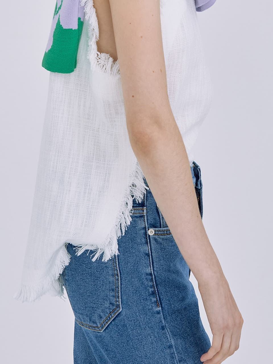 Semi-Bootscut Denim Pants — Blue — vue 7