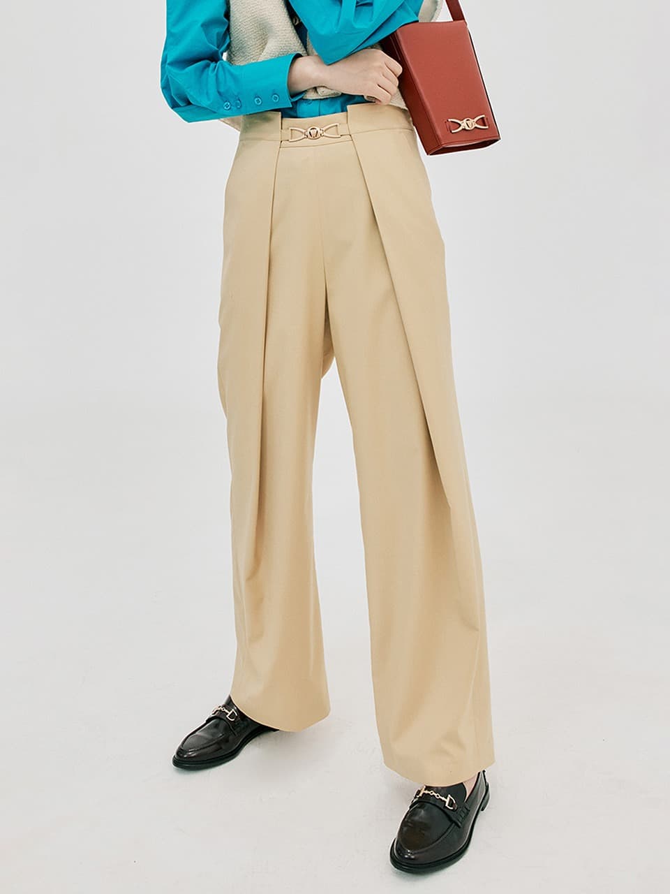 Wide Tuck Pants — Light Yellow — vue 7