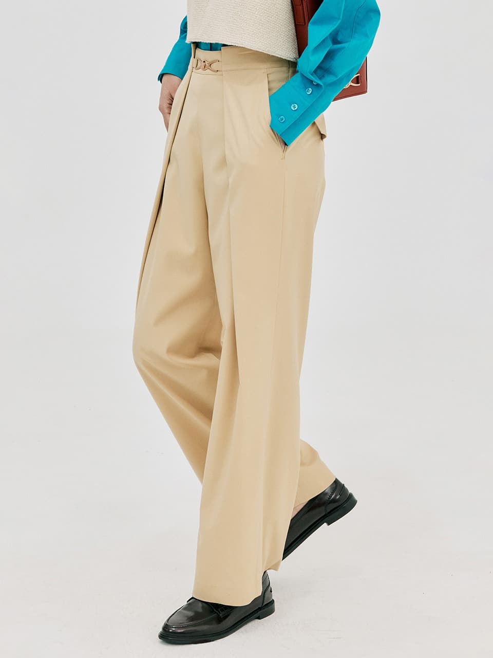 Wide Tuck Pants — Light Yellow — vue 8