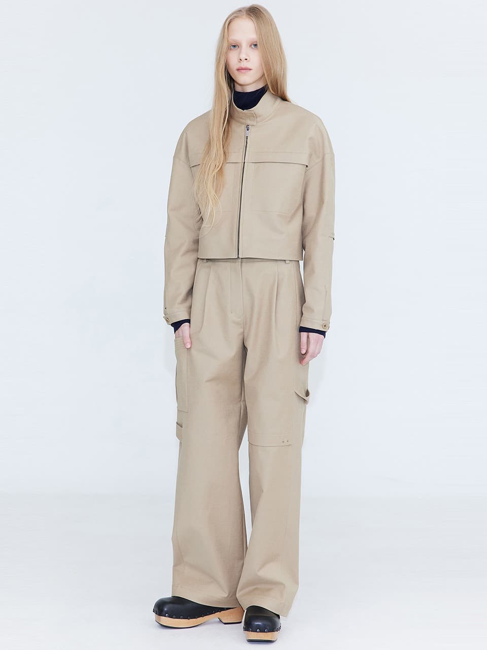Cotton Cargo Pants — Beige — vue 1