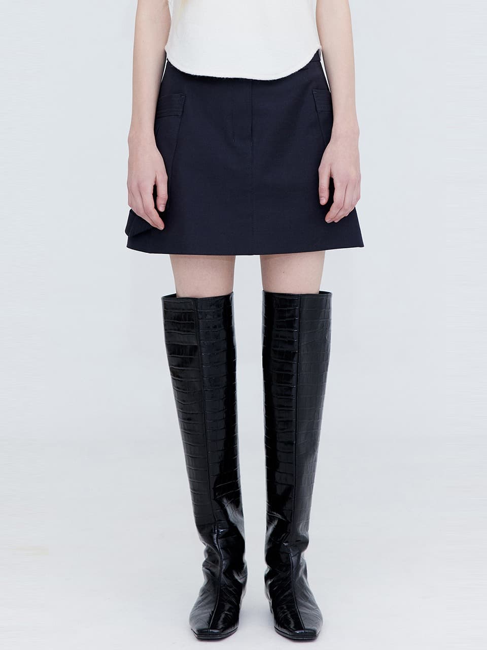 Cotton Cargo Mini Skirt — Charcoal — vue 2