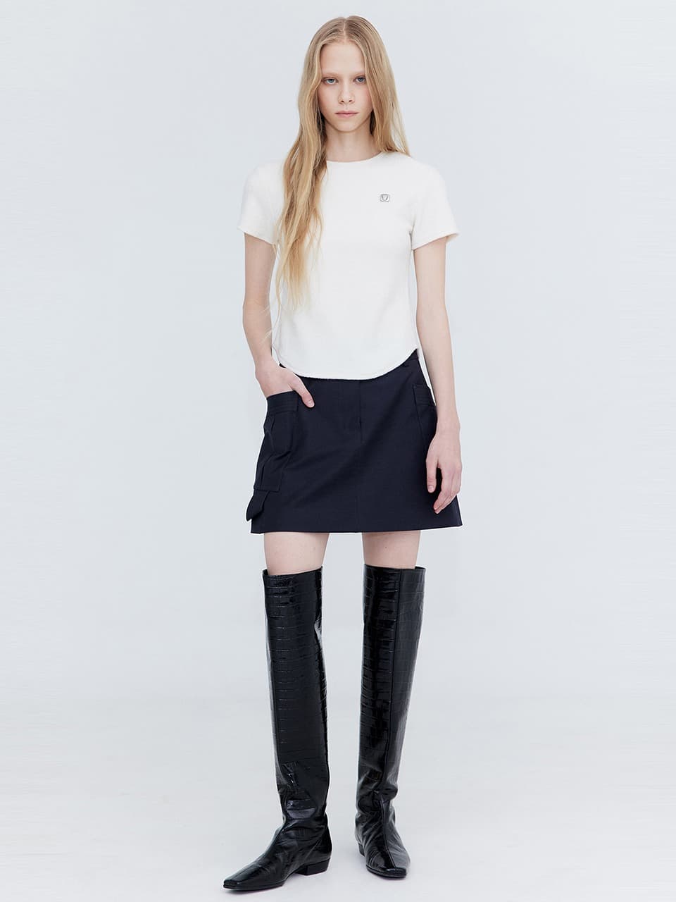 Cotton Cargo Mini Skirt — Charcoal — vue 8