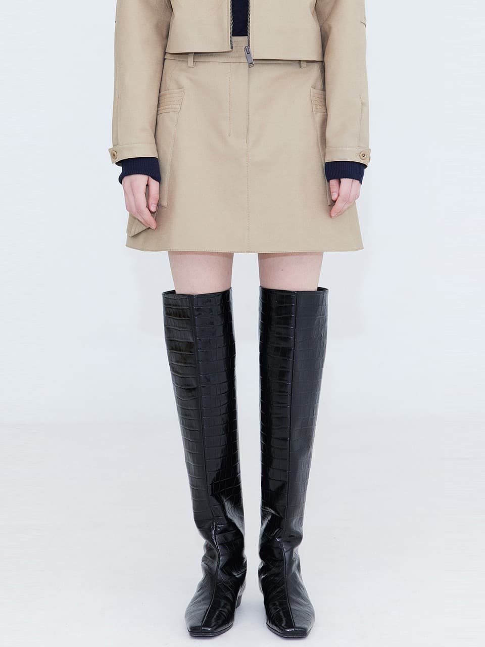 Cotton Cargo Mini Skirt — Beige — vue 2