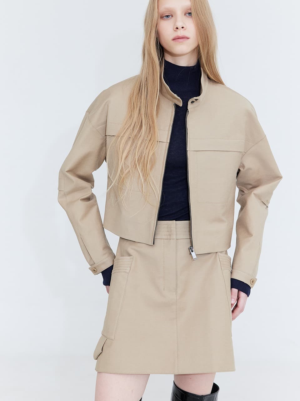 Cotton Cargo Mini Skirt — Beige — vue 7
