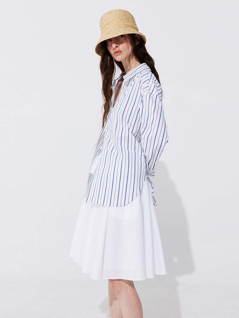 Eyelet Punching Banding Skirt — White — vue 2