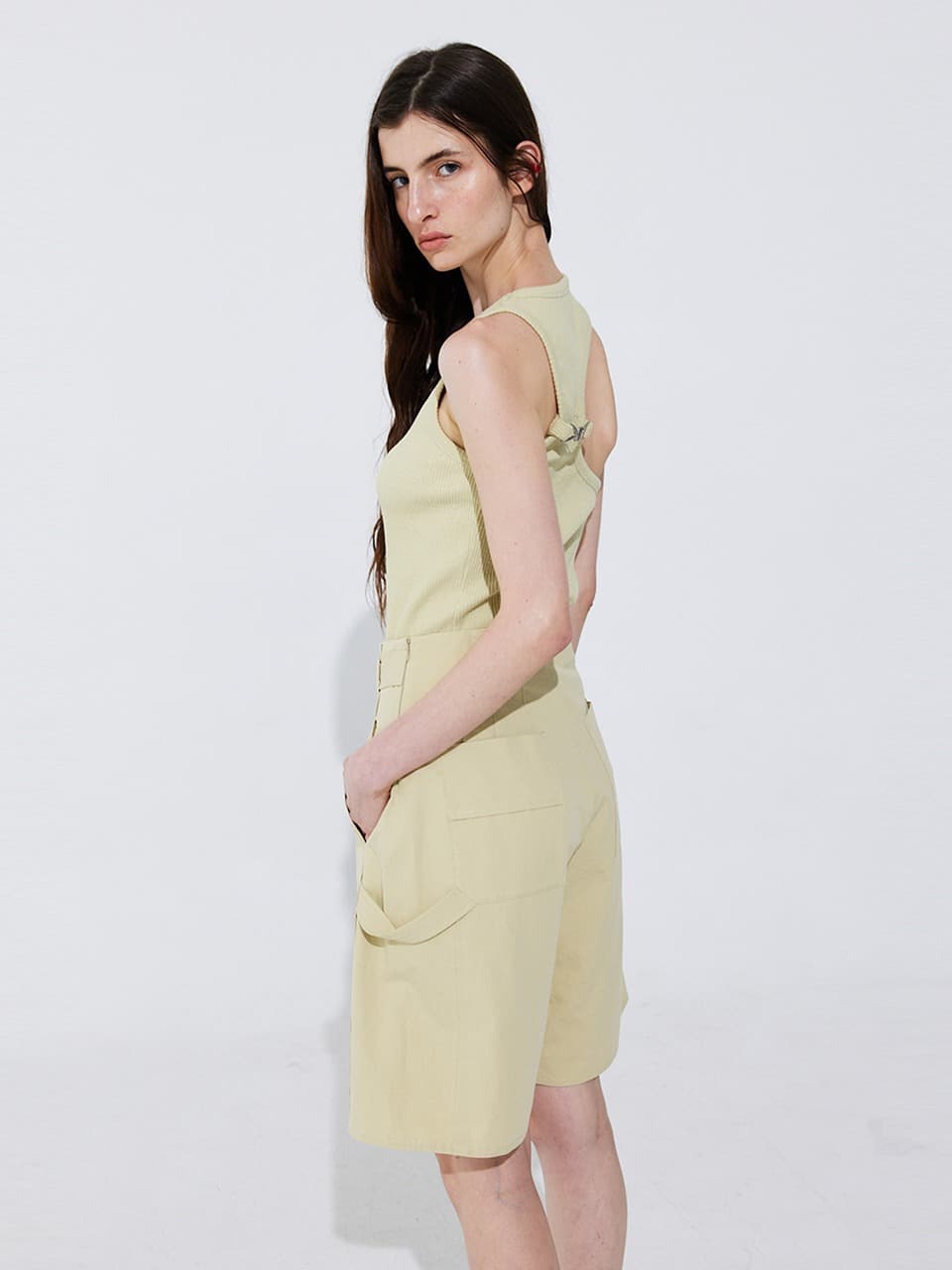 Belted Cotton Bermuda Pants — Olive — vue 5