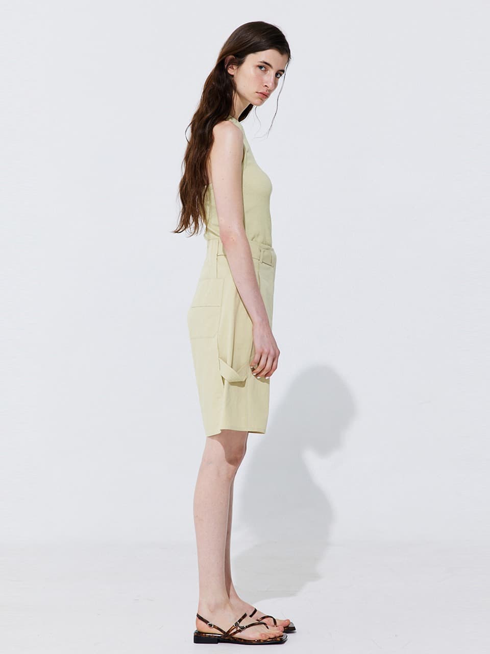 Belted Cotton Bermuda Pants — Olive — vue 6