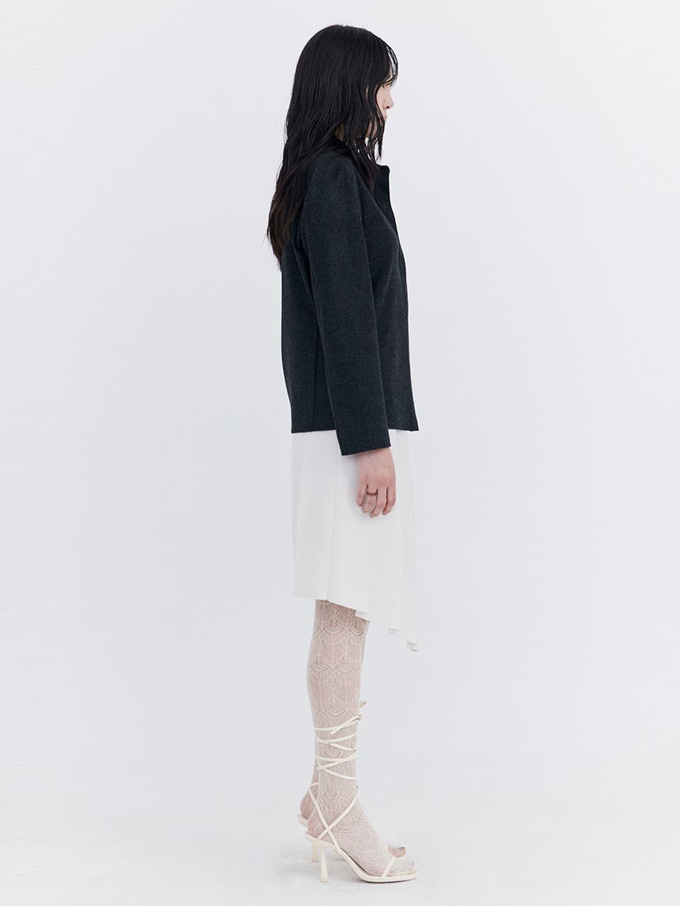 Wool Slim-Line Shirt — Charcoal — vue 3