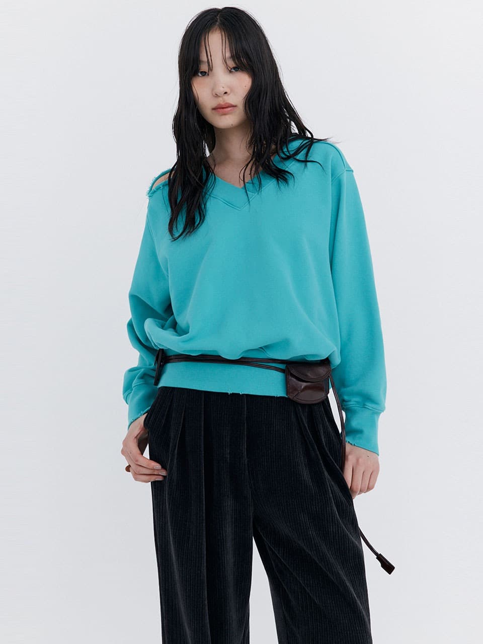 Damage V-neck sweatshirt — Mint — vue 6