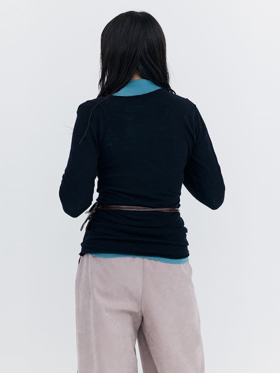 Wool Drape T-shirt — Navy — vue 8