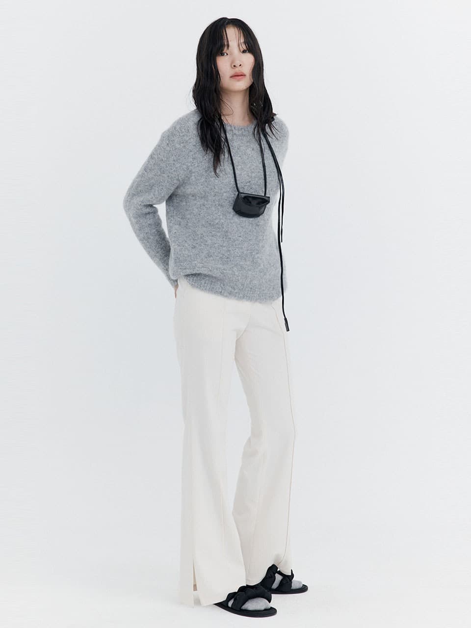 Corduroy semi-Bootcut Pants — Ivory — vue 5