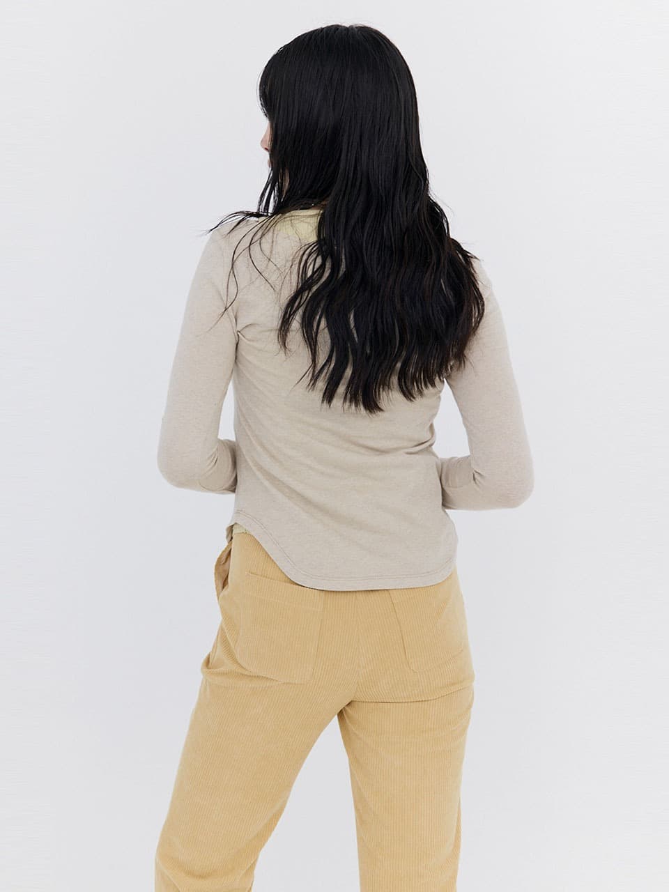 Corduroy semi-Bootcut Pants — Yellow — vue 7