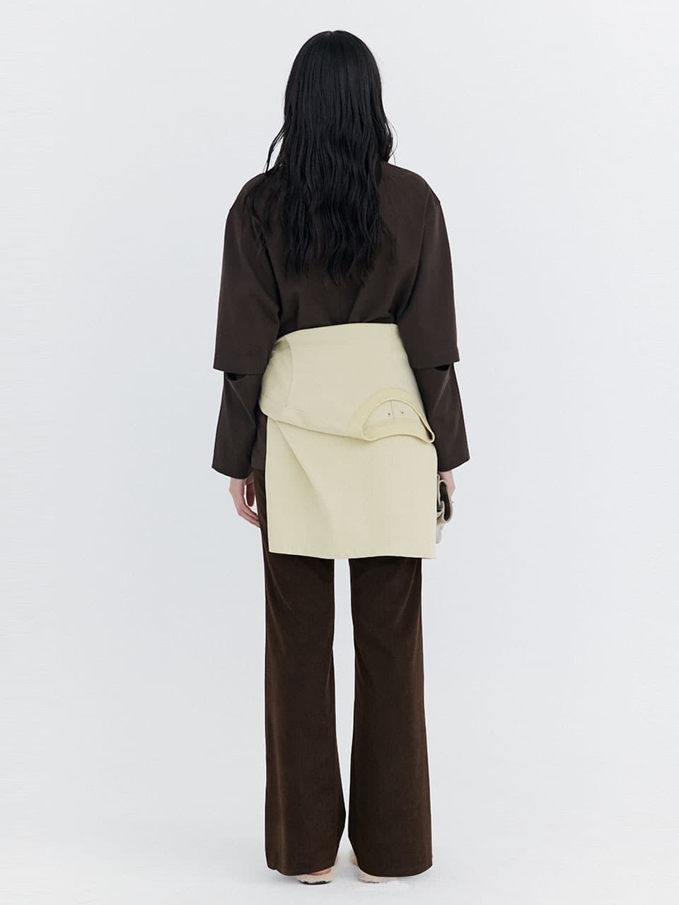 Corduroy semi-Bootcut Pants — Brown — vue 7