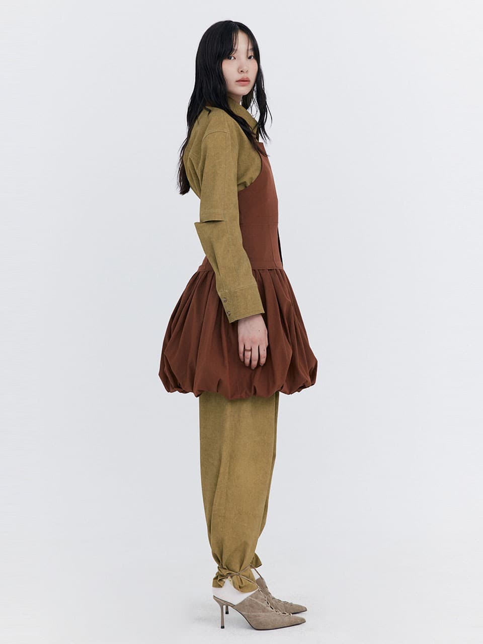 Washed Cotton Wide Pants — Khaki — vue 7