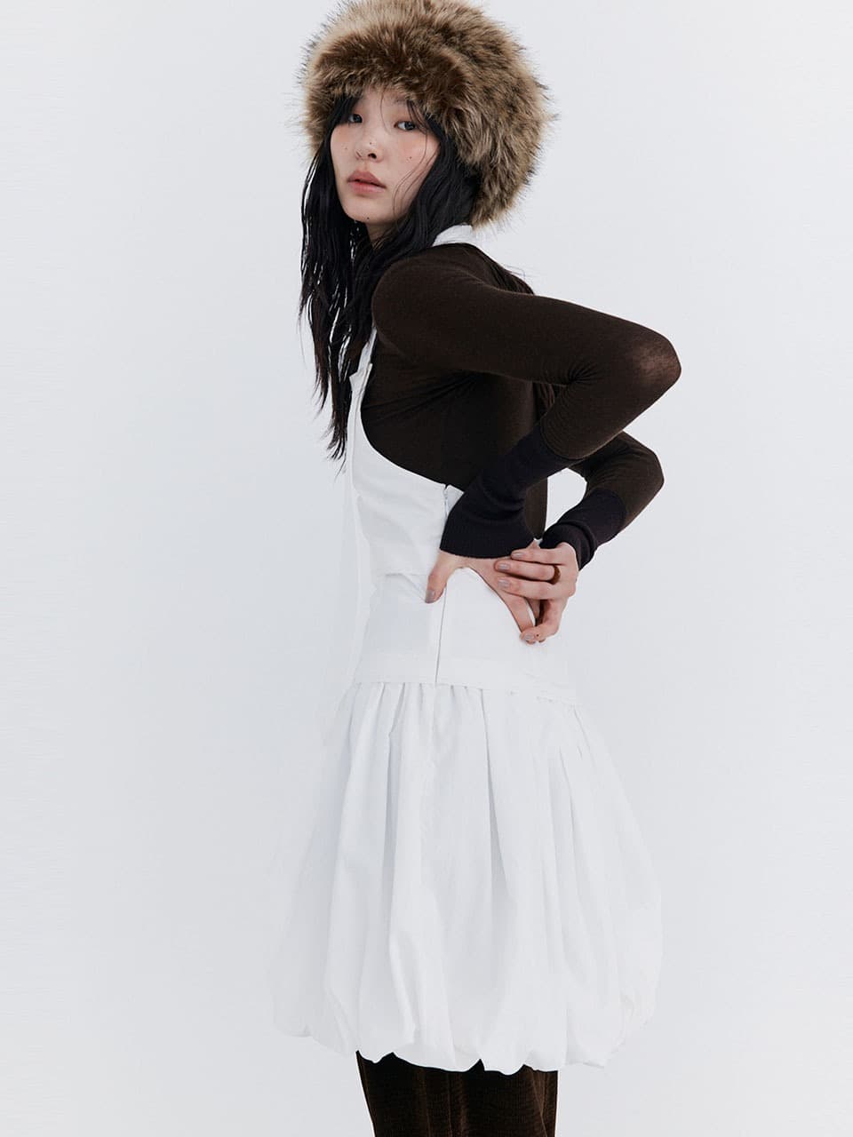 Balloon Layered Dress — White — vue 5