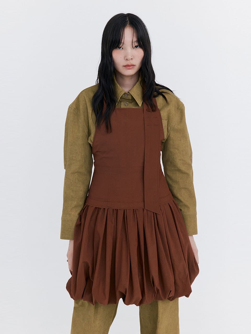 Balloon Layered Dress — Brown — vue 5