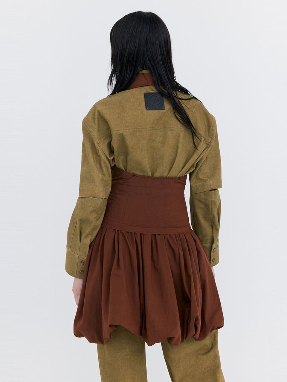 Balloon Layered Dress — Brown — vue 7