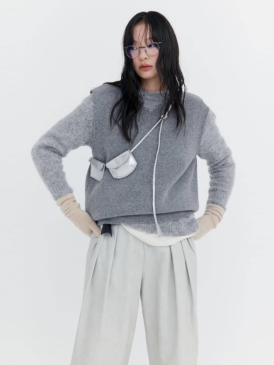 Damage Knit Vest — Grey — vue 11