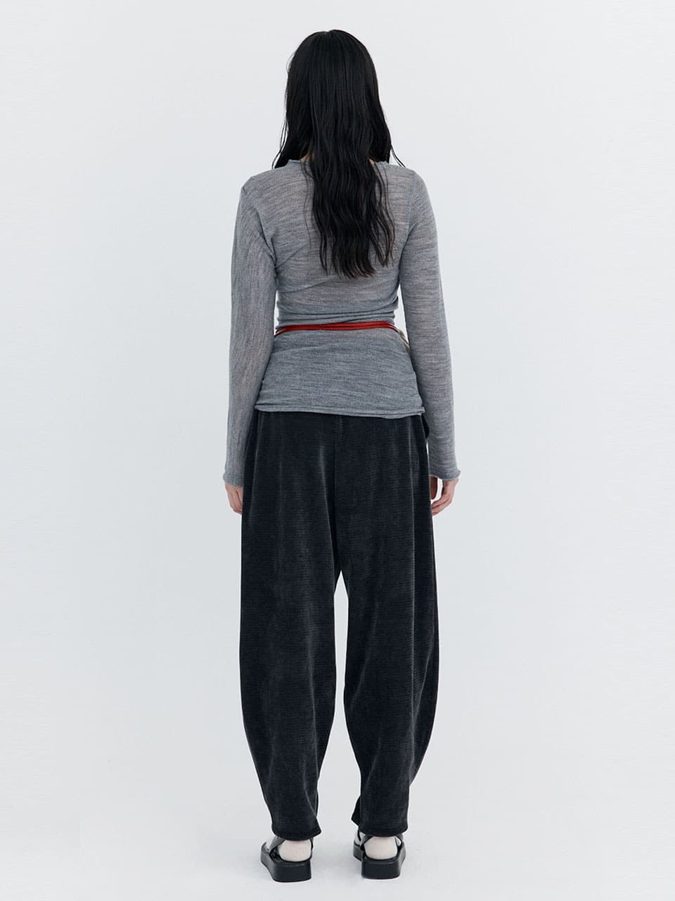Corduroy Balloon Pants — Charcoal — vue 3