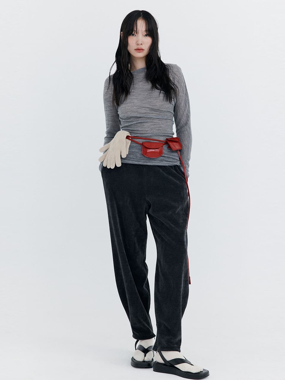 Corduroy Balloon Pants — Charcoal — vue 4