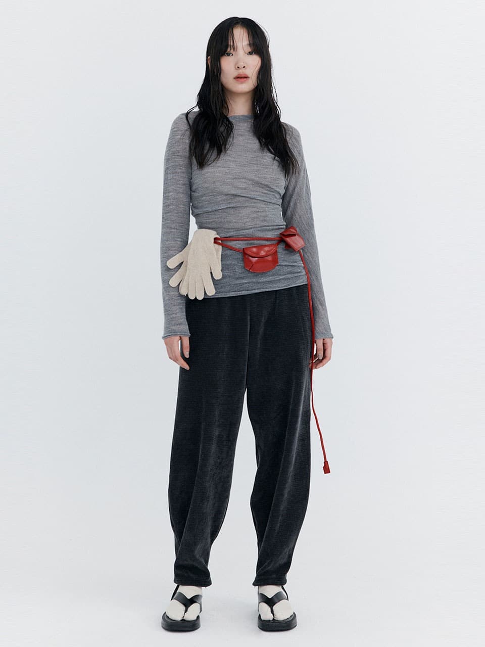 Corduroy Balloon Pants — Charcoal — vue 1