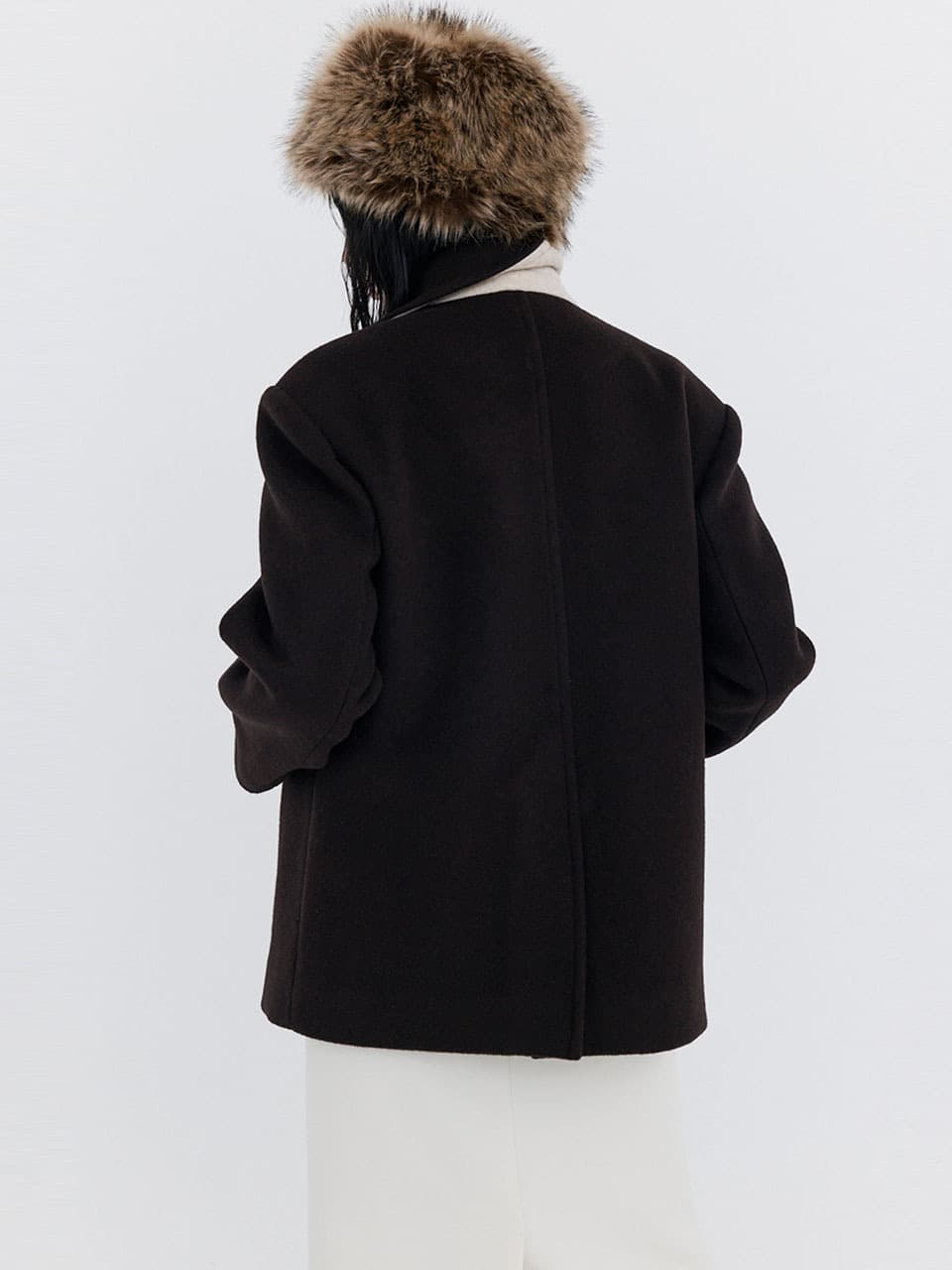 Wool Half Coat — Brown — vue 4