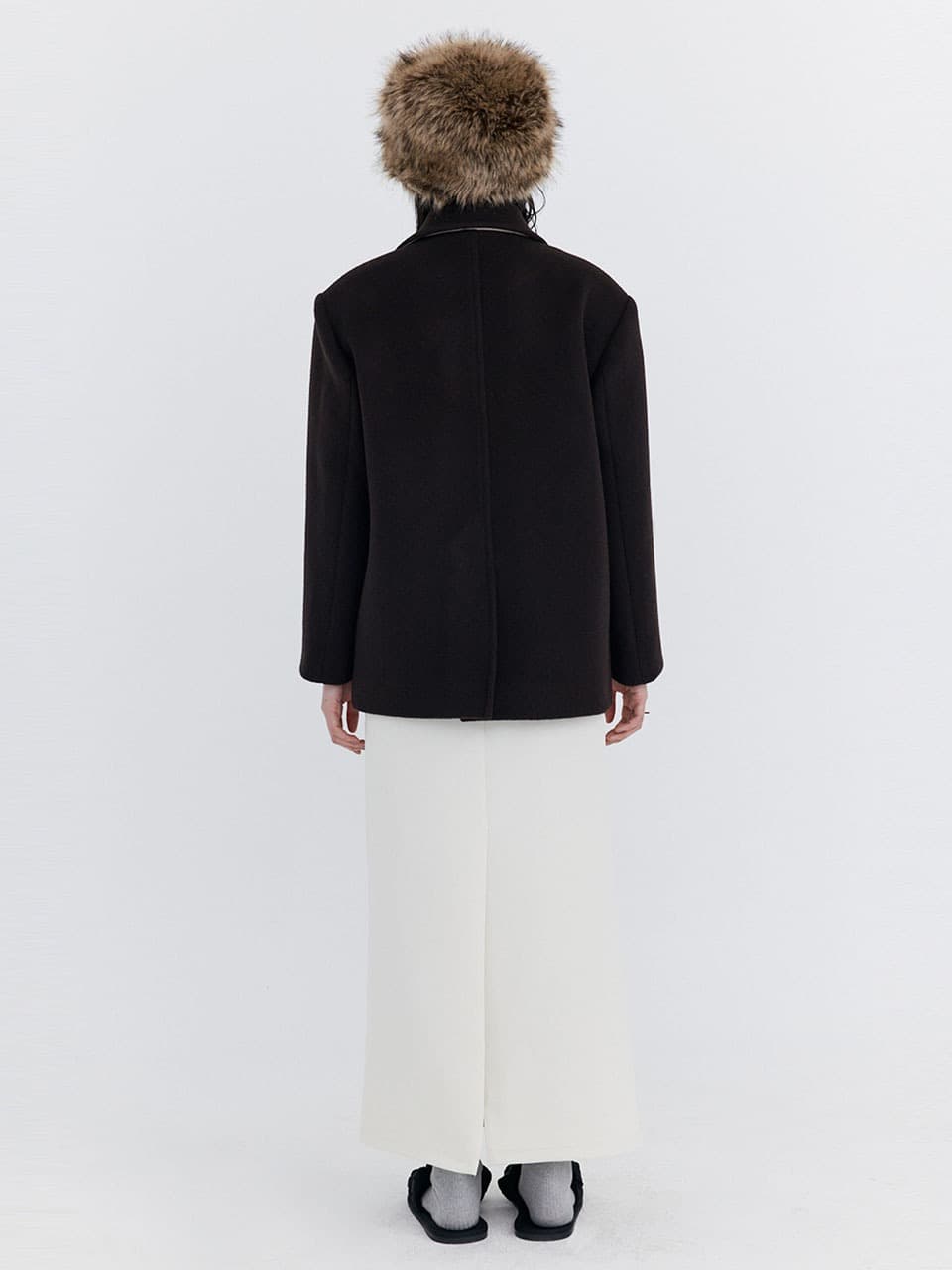 Wool Half Coat — Brown — vue 6