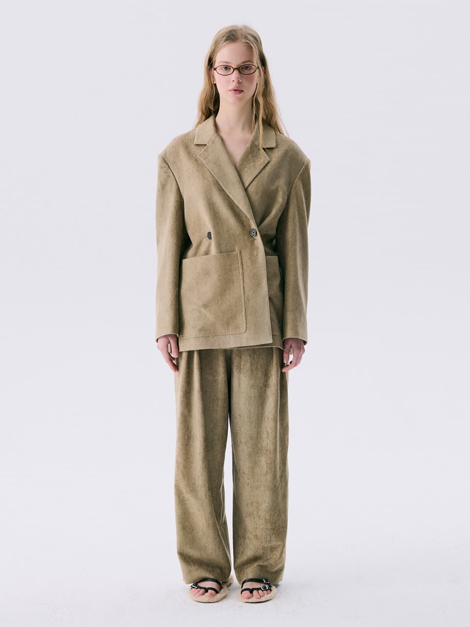 25 Corduroy Wide Pants — Light Khaki — vue 1