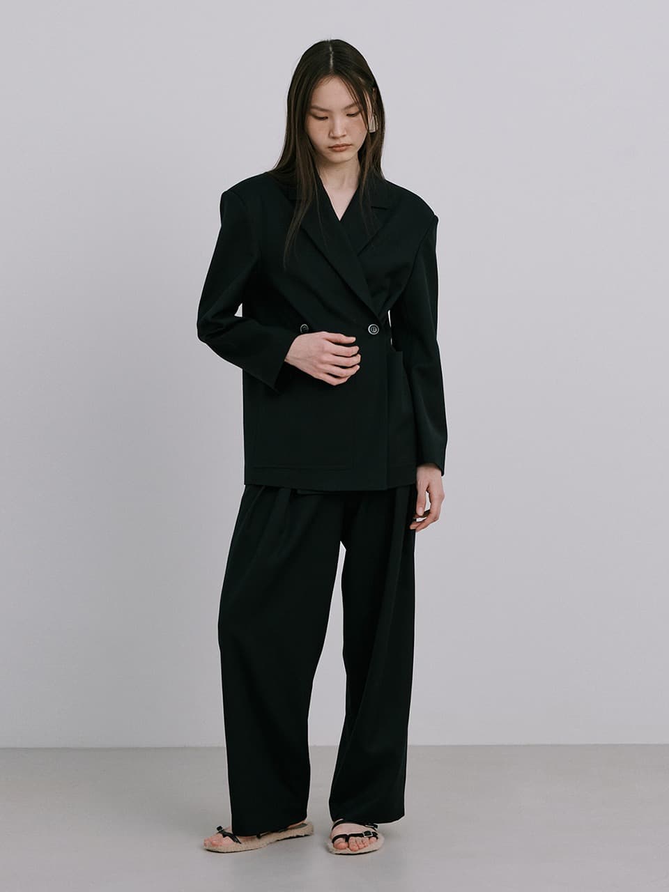 25 Wool Wide Pants — Navy — vue 5