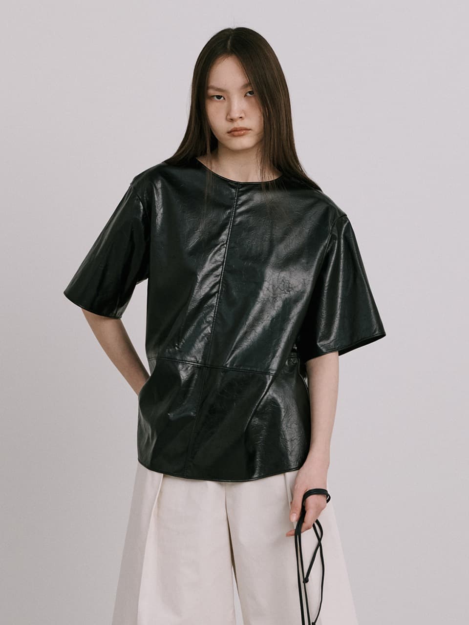 Fake Leather Top — Black — vue 6