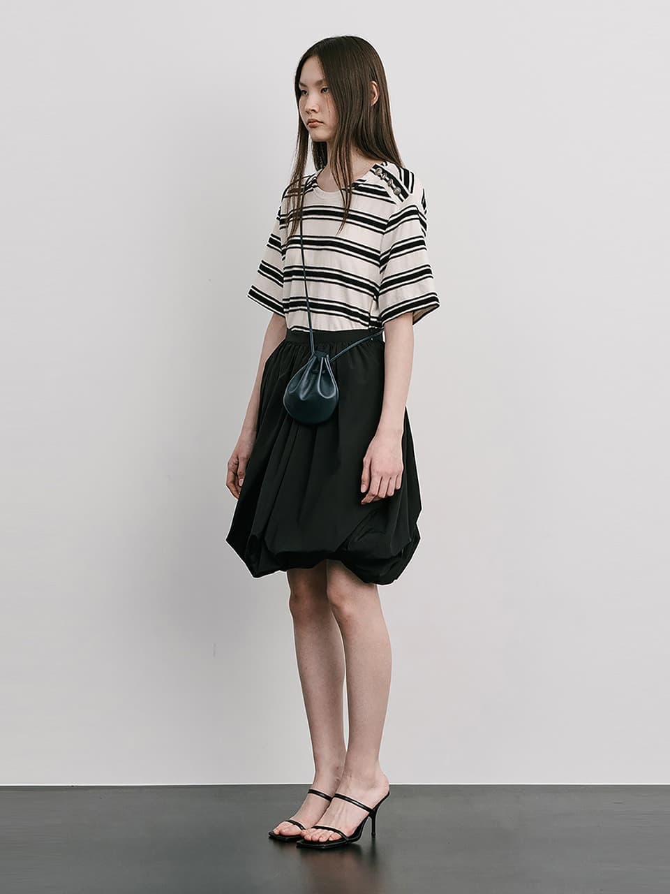 Stripe Jacquard Knit Short Sleeve T — Cream — vue 2