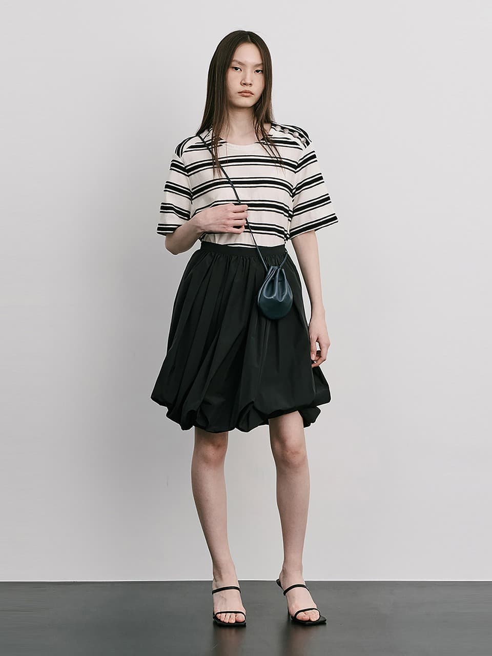 Stripe Jacquard Knit Short Sleeve T — Cream — vue 5