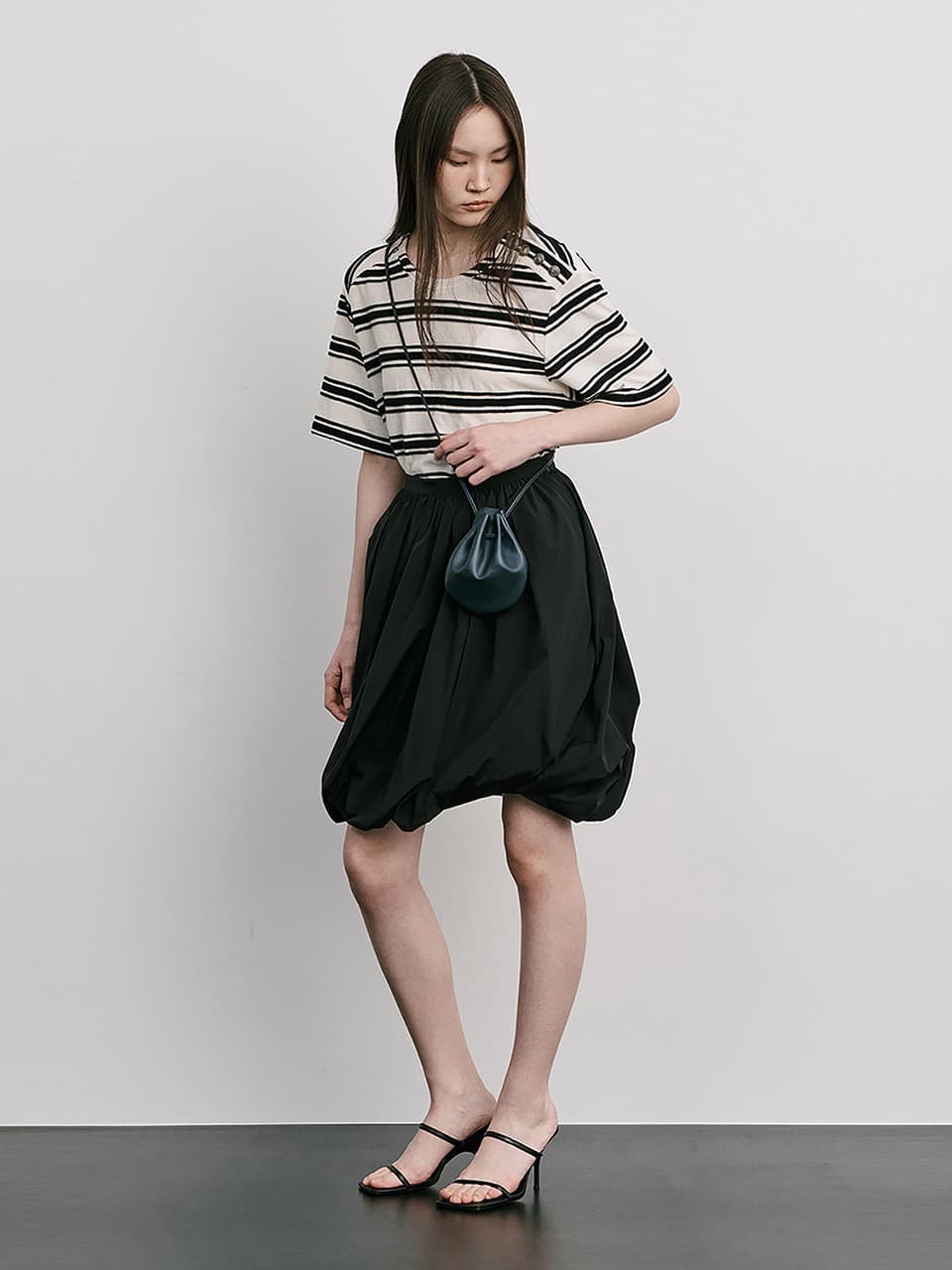 Stripe Jacquard Knit Short Sleeve T — Cream — vue 7